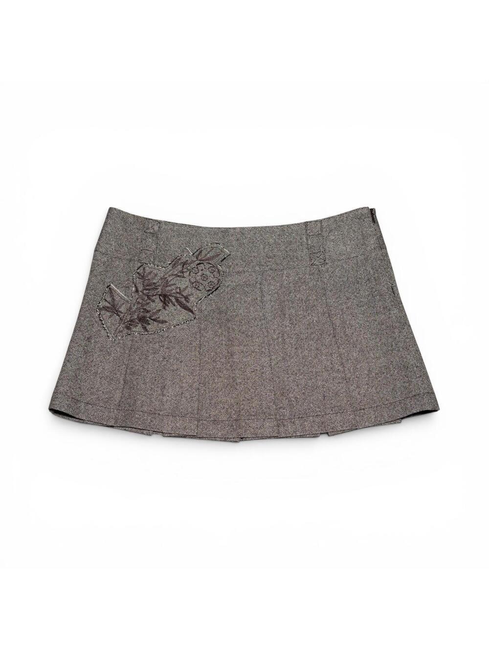 Vintage Y2K Guess Jeans Metallic Tweed Pleated Embroidered Mini Skirt